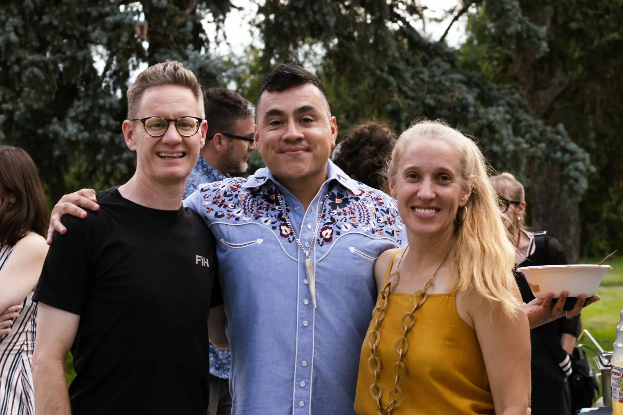 Alfredo Reyes with friends at the City Park kickoff